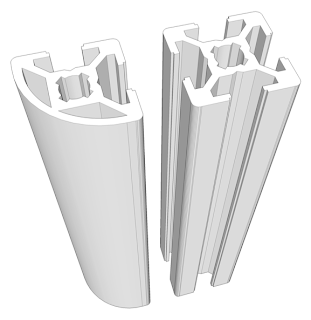 20 and 20R aluminium profile at 100mm length