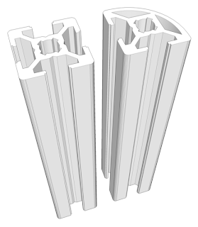 20 and 20R aluminium profile at 100mm length (back view)