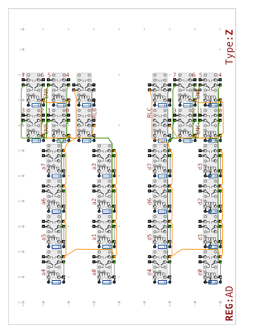 2 x 8 bit register relays + gating relays
