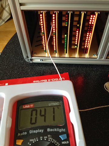 Measurement of temperature inside card pack (41 deg C)