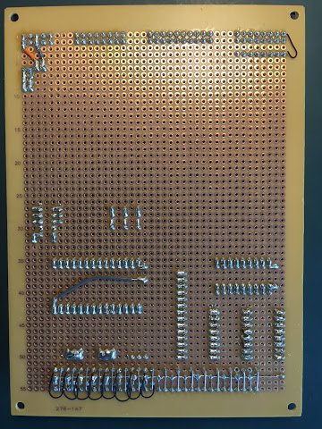 Lower memory card with added diodes, resistors and capacitors (rear view)