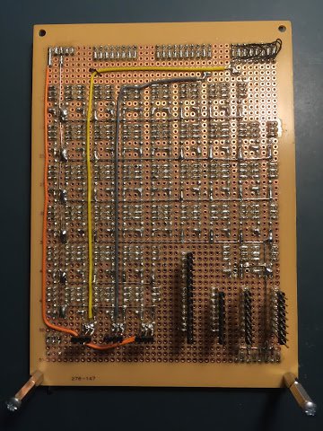 Upper memory card with added sockets and wire wrap posts (rear view)