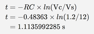 Calculating the time for the capacitor to discharge to 1.2 volts