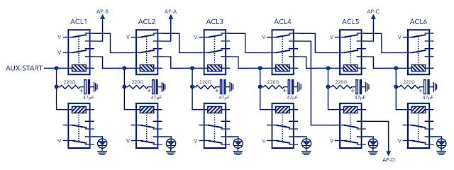Relay schematic with added state LEDs and AP-D pulse