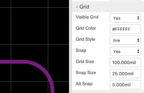 Grid and board outline