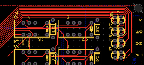 Upper card pulse LEDs